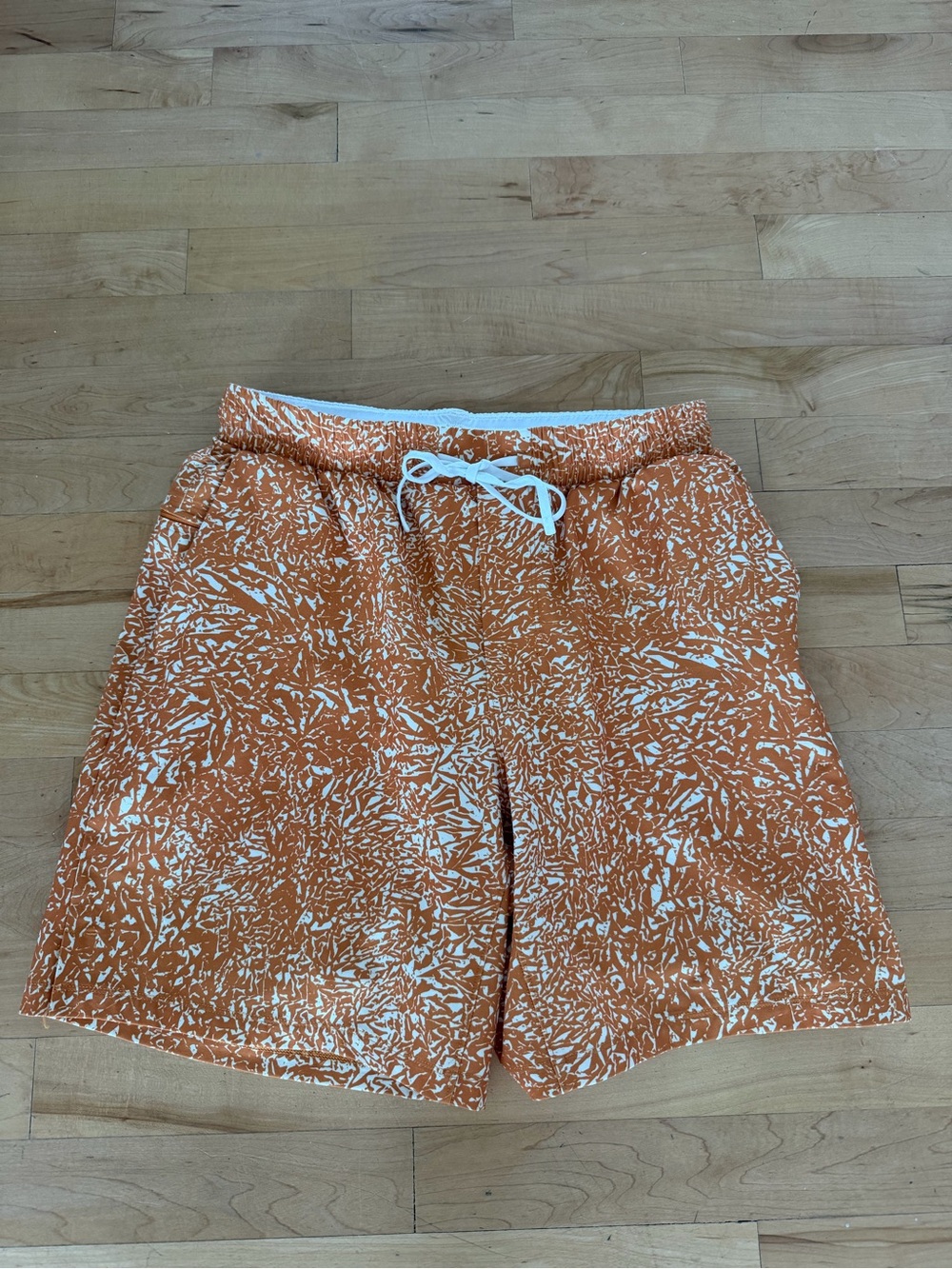 Lululemon Orange & White Printed Drawstring Swim Shorts